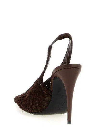 Magda Butrym Open Knit Slingback Stiletto In Brown