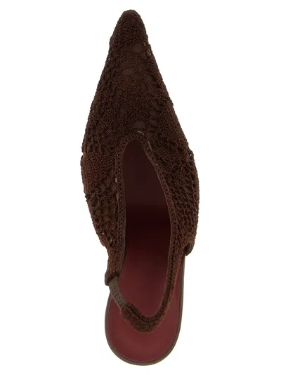 Magda Butrym Open Knit Slingback Stiletto In Brown
