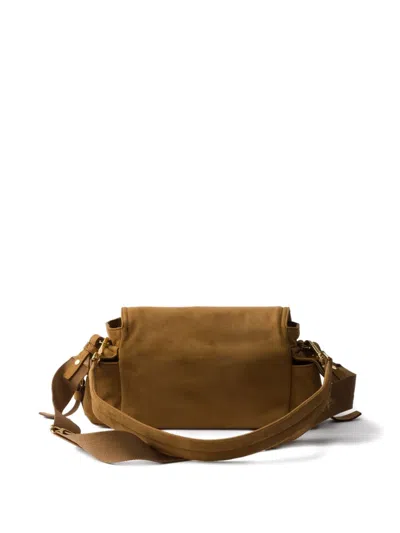 Prada Explore Medium Suede Shoulder Bag In Brown