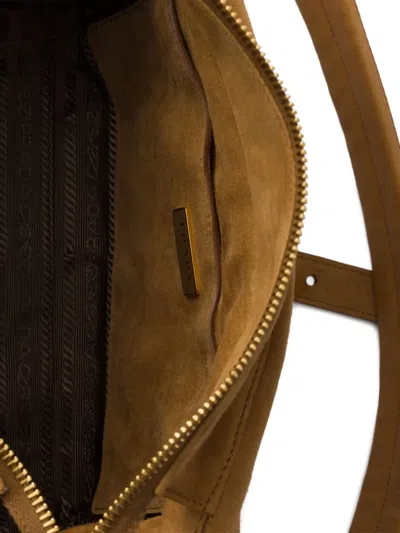 Prada Explore Medium Suede Shoulder Bag In Brown