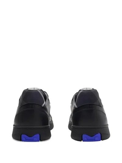 Burberry Leather And Check Terrace Sneakers In Black