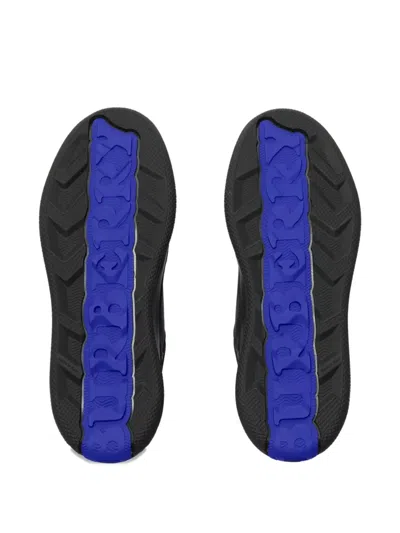 Burberry Leather And Check Terrace Sneakers In Black