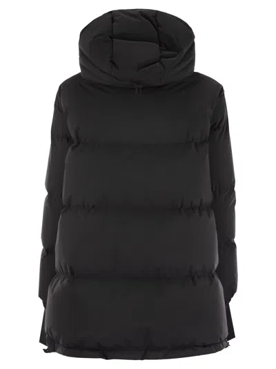 Herno Medium 2 Layer Hooded Down Jacket In Black