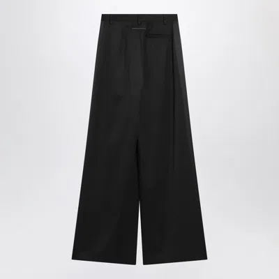 Mm6 Maison Margiela Satin Palazzo Tailored Pants In Black