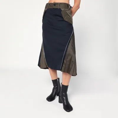 Sacai Tailored Skirt With Belted High Waist In Blue