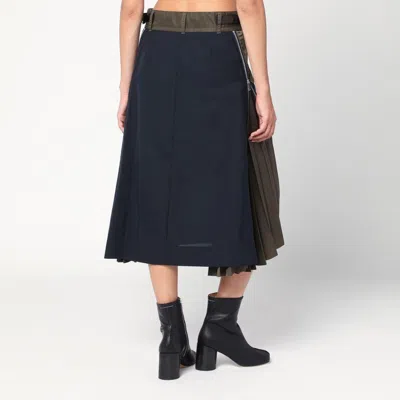 Sacai Tailored Skirt With Belted High Waist In Blue