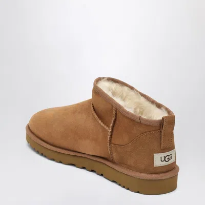 Ugg Biscuit Suede Classic Ultra Mini Ankle Boots In Brown