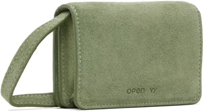 Open Yy Green Micro Suede Stud Wallet Bag In Green