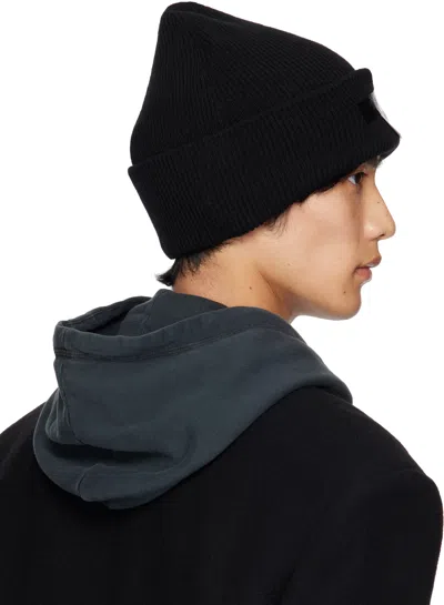 Mm6 Maison Margiela Mm6 By Maison Margiela Ribbed Knit Wool Beanie With Folded Cuff And Label In Black