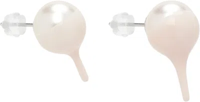 Ottolinger Dipped Pearl Stud Earrings In Neutral