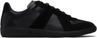 Maison Margiela Low Top Sneakers Featuring Suede Panels In Black