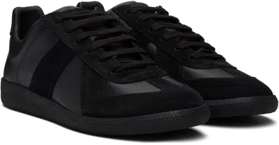 Maison Margiela Low Top Sneakers Featuring Suede Panels In Black
