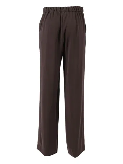P.a.r.o.s.h Brown Pants With Elastic Waist And Wide Leg In Fabric Woman In Brown