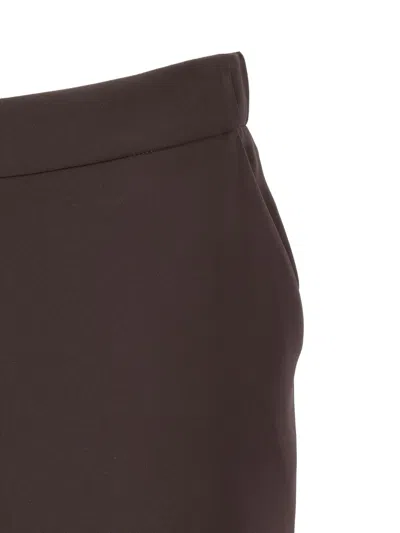 P.a.r.o.s.h Brown Pants With Elastic Waist And Wide Leg In Fabric Woman In Brown