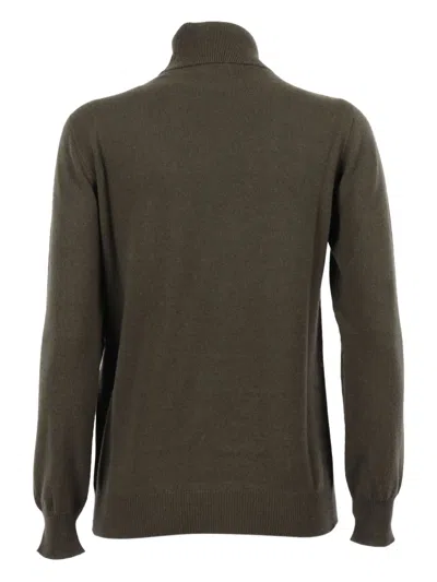Kangra Cashmere Seamless Regular Fit Turtleneck Sweater In Green