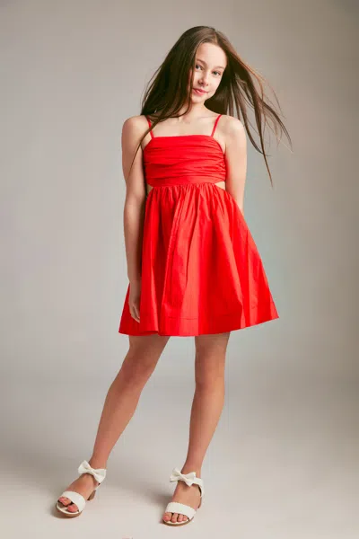 Bardot Junior Kids' Girls Zarela Poplin Dress In Poppy Red