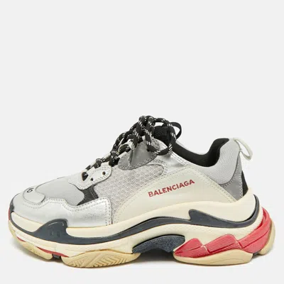 Pre-owned Balenciaga Multicolor Leather And Mesh Triple S Sneakers Size 40