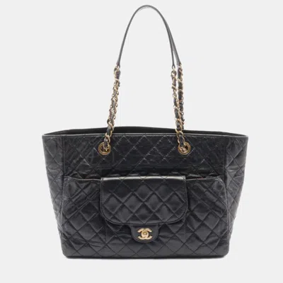 Pre-owned Chanel Matelasse Tote Bag Leather Black