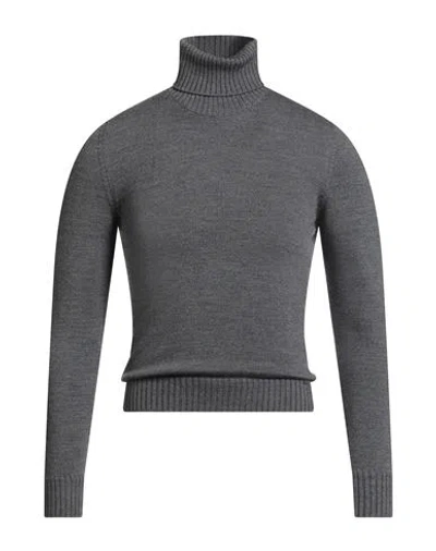 Drumohr Man Turtleneck Grey Size 40 Merino Wool In Gray