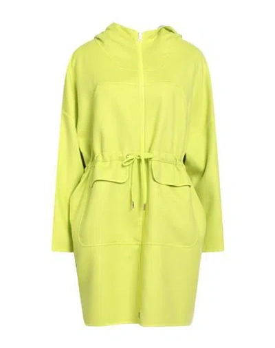 Herno Woman Overcoat & Trench Coat Lime Green Size 12 Virgin Wool, Polyester In Yellow