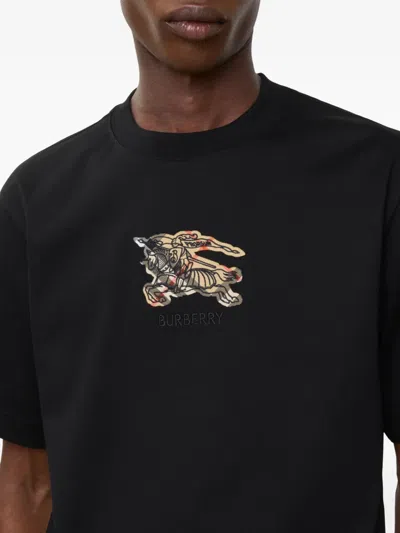 Burberry Graphic Print Crew Neck Short Sleeve T Shirt In Black