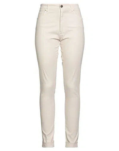 Berwich Woman Pants White Size 4 Cotton, Elastane In White