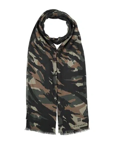 Givenchy Man Scarf Military Green Size - Modal, Cashmere In Black