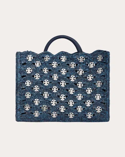 Rabanne Sac A Main Denim Raffia Tote Bag In Blue