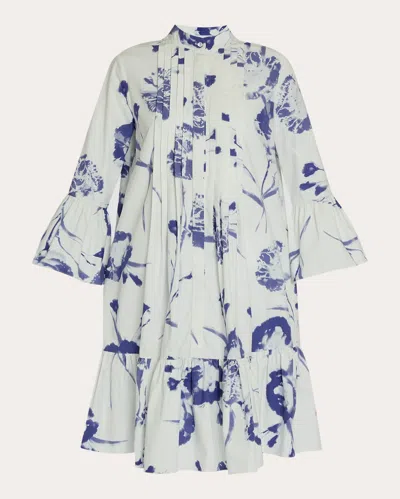 Erdem Floral-print Midi Dress In Blue