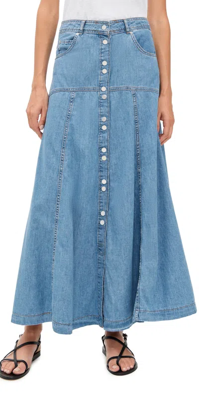 Ba&sh Laddie Button-front Denim Midi Skirt In Blue
