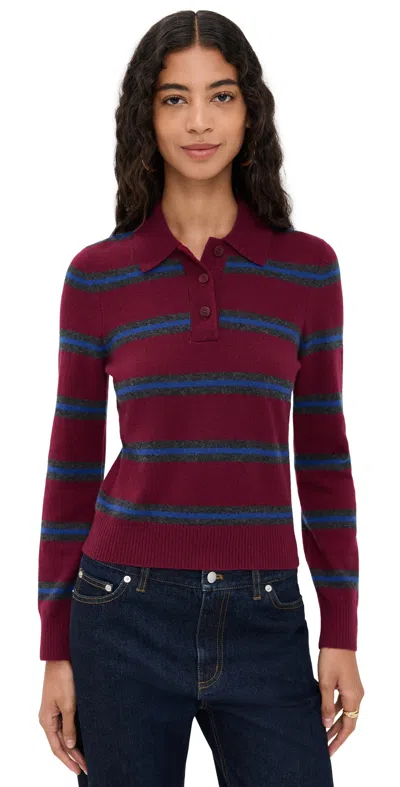 Staud Gemma Cashmere Sweater Crimson Stripe In Multi