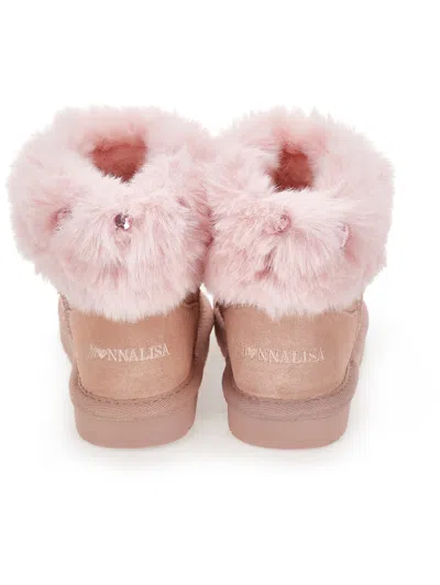 Monnalisa Bow-embellished Boots In Brown