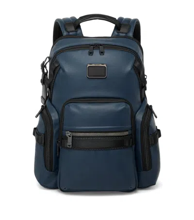 Tumi Womens Navy Coated Canvas Alpha Bravo Navigation Leather Backpack In Blue