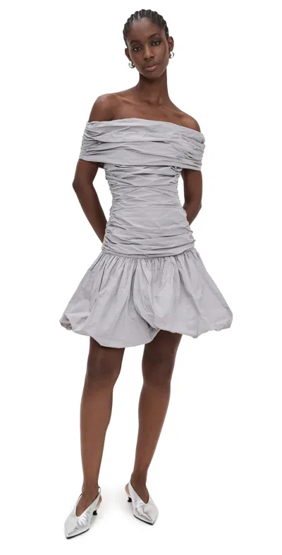 Rotate Birger Christensen Rotate Draped Mini Dress With Rear Zip Closure In Gray