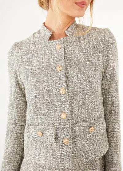 Abbey Glass Women's Onassis Jacket Sparkle Tweed In Silver In Gold