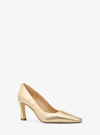 Michael Kors Darrah Crackled Metallic Leather Pump In Gold