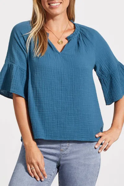 Tribal Bubble Gauze Blouse In Oceanside In Blue