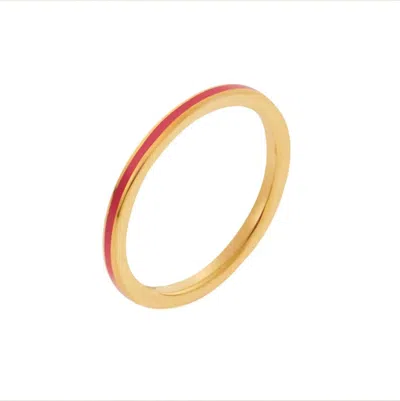 Eye M Women's Enamel Slim Band Ring In Neon Pink In Pink