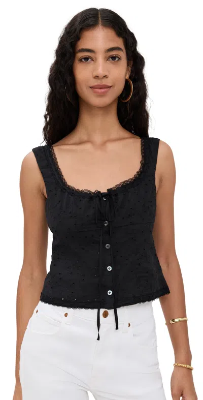 Staud Lou Eyelet Top In Black In Black