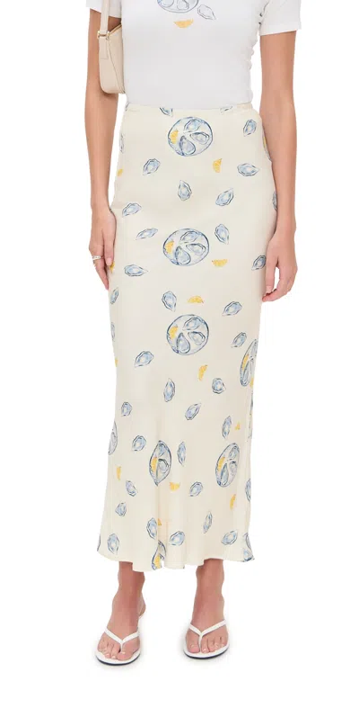 Never Fully Dressed Oyster Doris Satin Midi Skirt In White