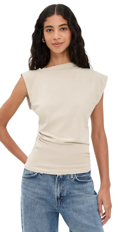 Agolde Beth Draped Organic Cotton-jersey T-shirt In Neutral