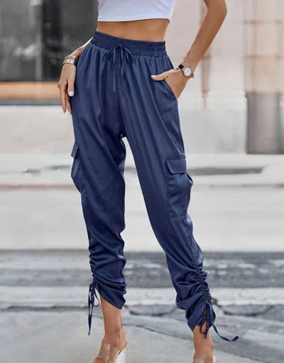 Supreme Fashion Phoebe Satin Pant In Navy In Blue