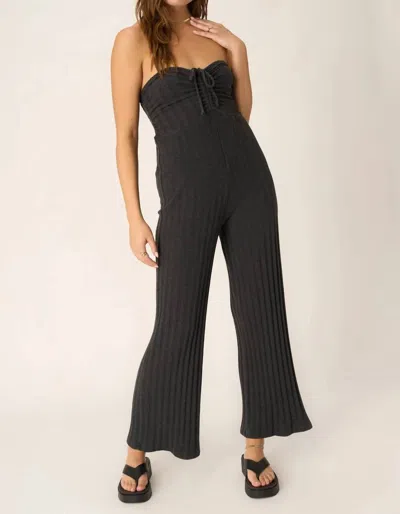 Project Social T Marseille Strapless Rib Jumpsuit In Black In Black