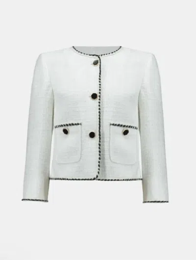 Joseph Ribkoff Long Sleeve Woven Jacket In White In White