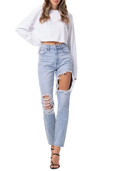 Jelly Jeans High-rise Distressed Tapered Jeans In Light Blue