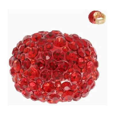 Sophia Collection Rhinestone Dome Stretchy Ring In Red In Red