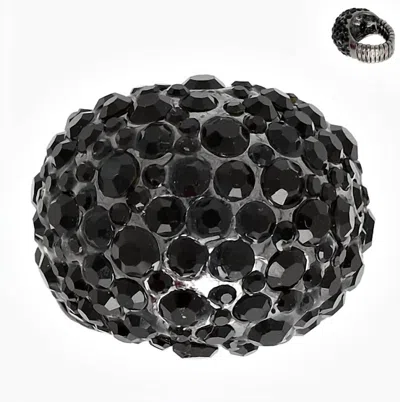 Sophia Collection Rhinestone Dome Stretchy Ring In Black In Black