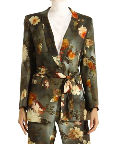 Ranna Gill Floral Blazer In Green In Multi