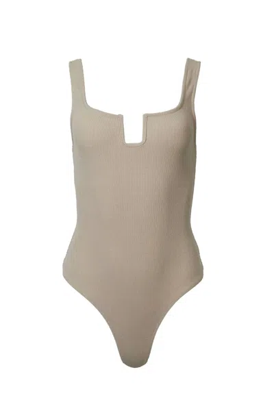 By Together Ribbed Stretch-cotton Bodysuit In Mocha In Brown