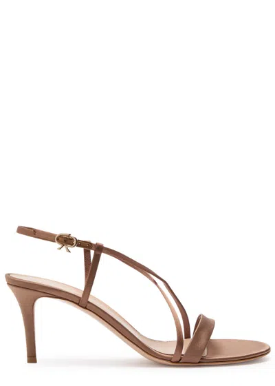 Gianvito Rossi Larisse Strappy Leather Sandals With Gold-tone Detail In Brown
